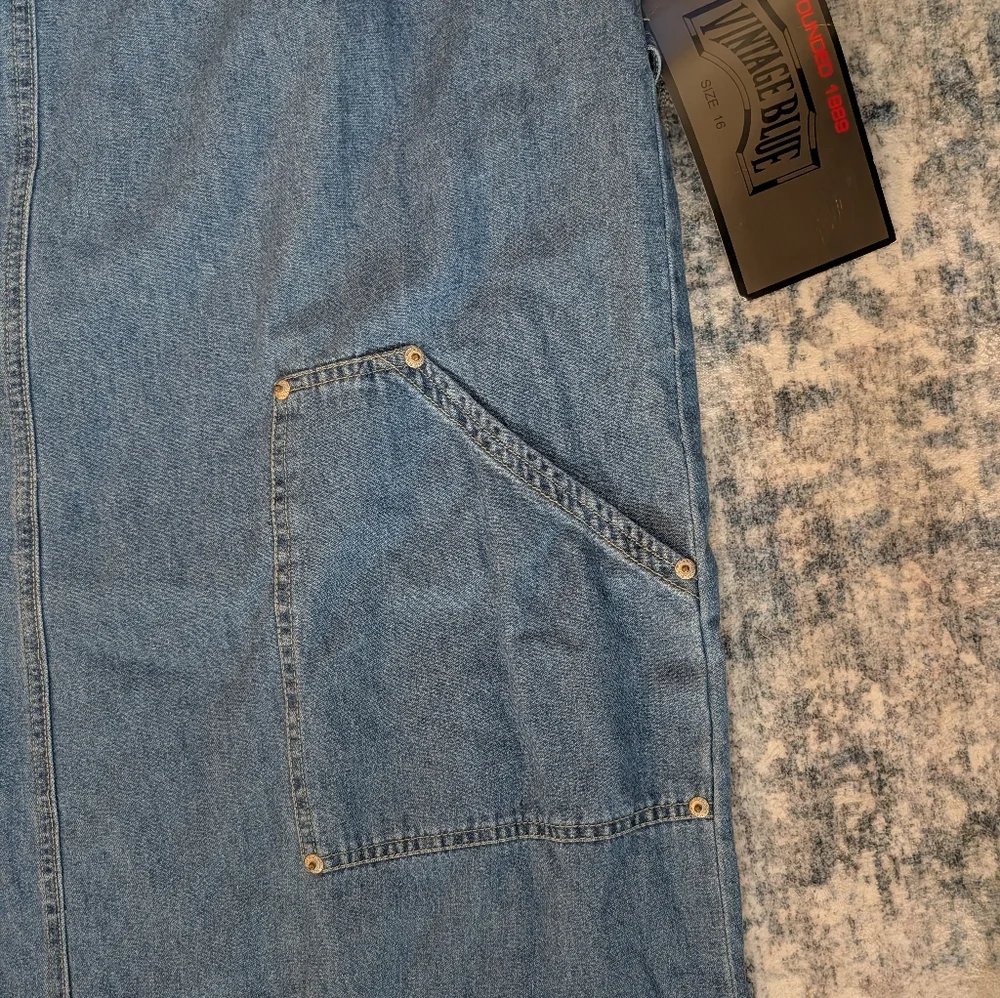 NWT Vintage Blue Founded 1989 Women's Denim Jumper Dress Tie Back Pinafore Sz 16 - Picture 4 of 9